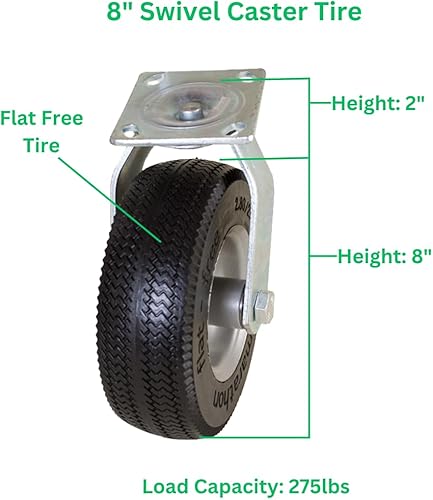 Miniatura 3 de Marathon Rueda giratoria de 8" con neumático plano libre