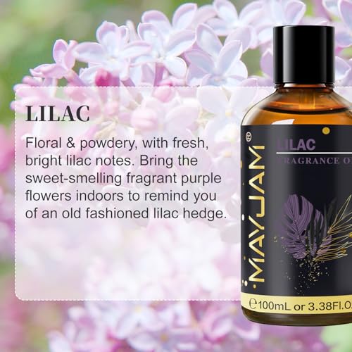 MAYJAM Fliederöl 100ml, Premium Flieder Duftöl für Ätherisches Öle Diffusor, Aromatherapie