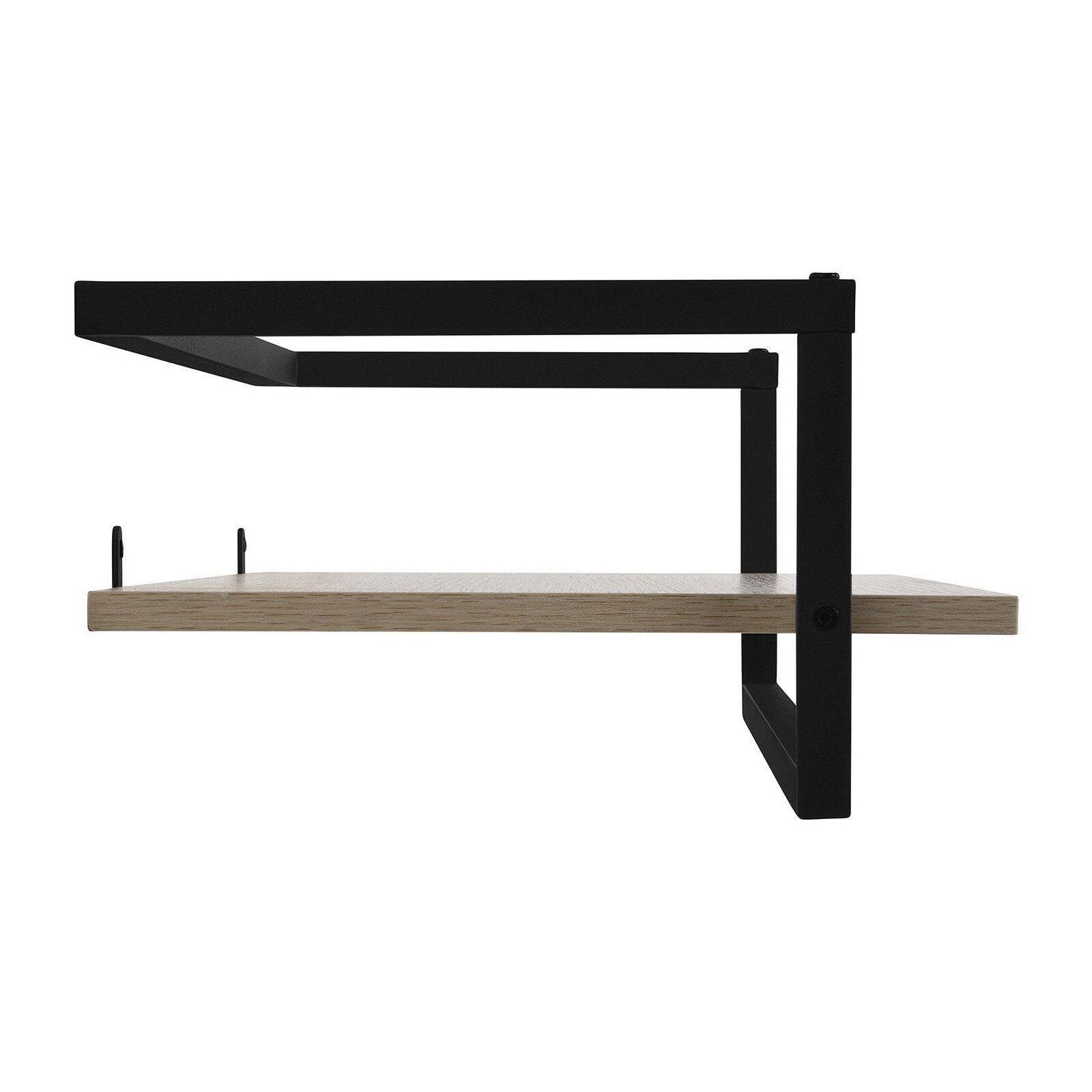 MOB-IN Etagère penderie Murale Bois et métal Noir 90x34,5cm