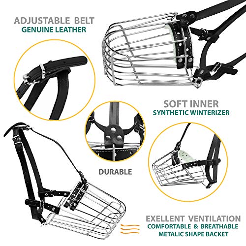 Muselière pour chien en métal robuste avec lanières cuir réglables - 7
