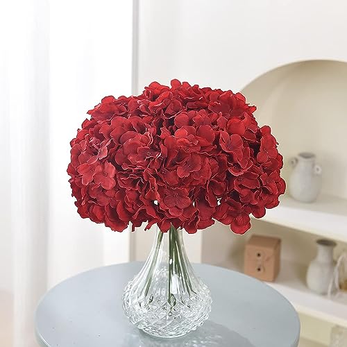 Image of Artificial Real Touch Faux Flower for Vases Fake Flower with Stems Height 13'' Length 7'' 3 pcs for DIY Bouquets Centerpieces Floral Party Tables Home Decorations (RED)