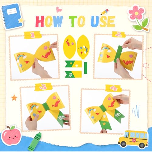 Pasimy 16 Pcs Large Pastel Bow Classroom Decor 9.6inch 3D Composition Notebook Back to School Bow Bulletin Board Decor 2 Size for Teacher Classroom School Wall Chalkboard Pencil Crayon Decoration - Image 4