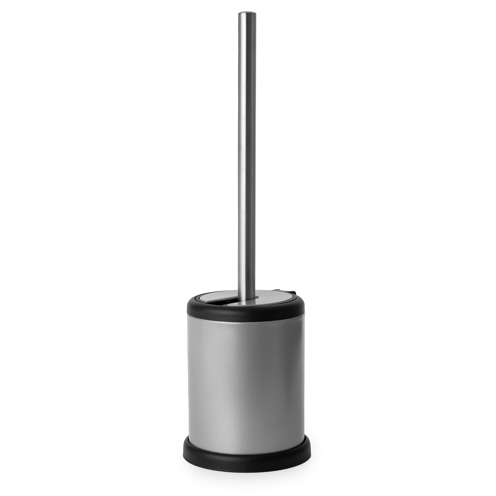Blue Canyon Santorini Mini Toilet Brush & Holder for Bathroom, Flexible Toilet Bowl Plastic Brush Head for Deep Cleaning, Compact Size, Elegant Design – Silver