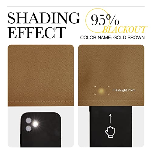 NICETOWN Bedroom Curtain 63 inch Length - Grommet Top Blackout Room Darkening Sound Reduction Privacy Thermal Drape for Flat/Laundry, Gold Brown, W52 x L63, 1 Panel
