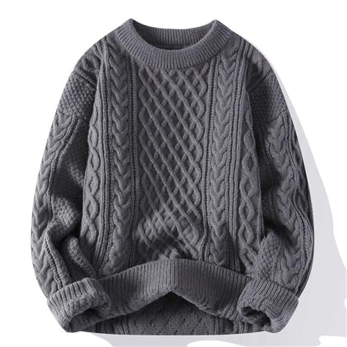 Men's Vintage O-Neck Solid Pullover Sweater Casual Long Sleeve Loose Fit Knitted Retro Tops2