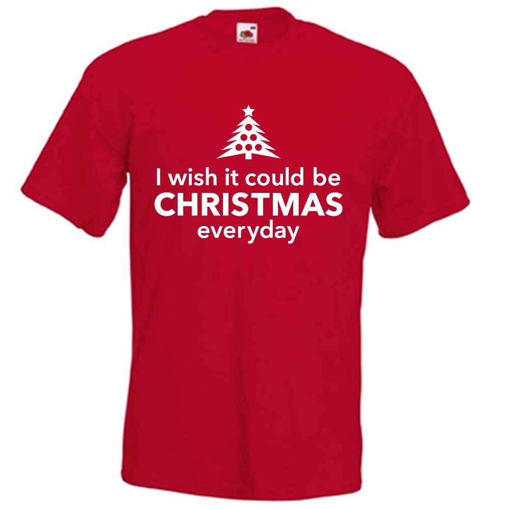 Davesdisco Men's Red I Wish It Could Be Christmas Everyday 70S 80S Wizzard Song, Music, Retro, Old Skool Funny Funny Wo T-Shirt, S