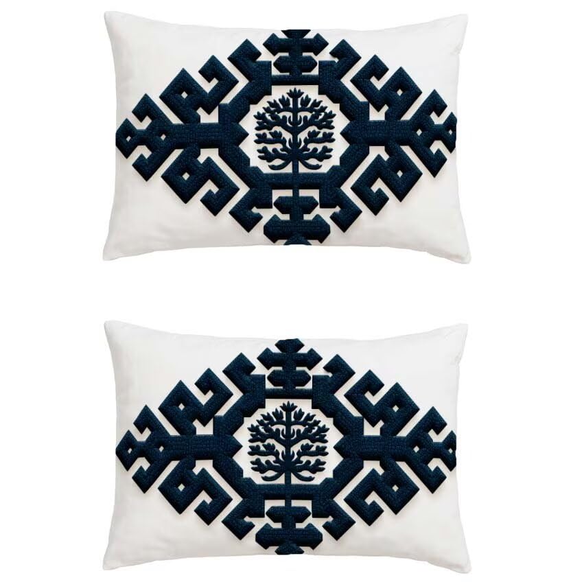 Housse coussin exterieur marine lin 50x70cm, cadeau deco maison ideal