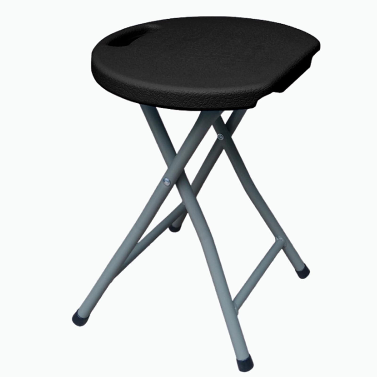 Lightweight Folding Stool, 18 Inch Portable Round Stool Chair with Handle for Kitchen Recreation Game Room, 230 lbs Capacity (Color : Black, Size : 45cm/18inch)