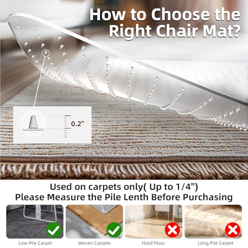 image for PURE JAJA Heavy-Duty PVC Clear Chair Mat for Carpets - 36