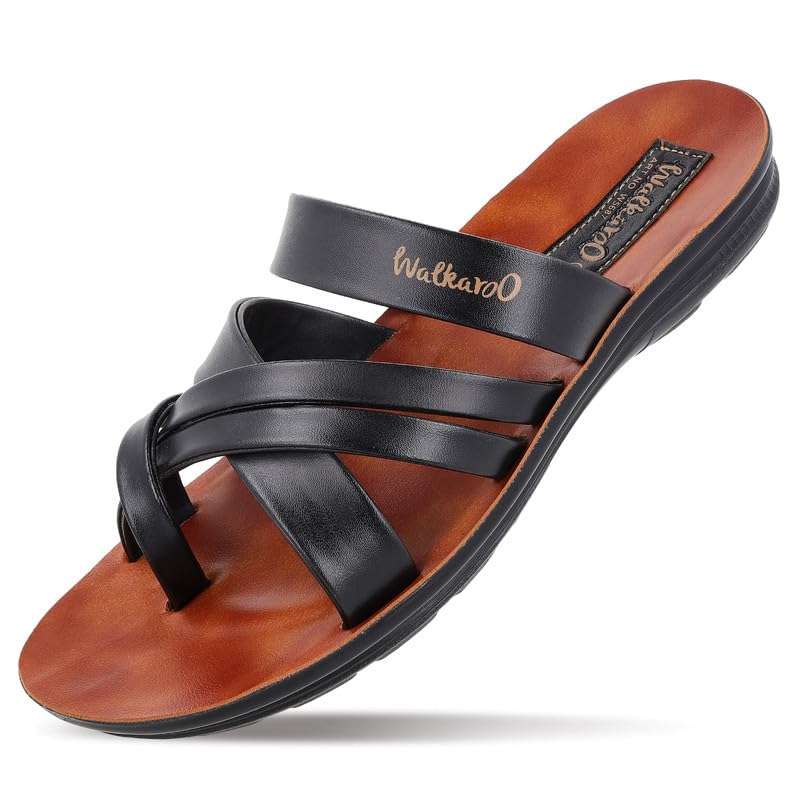 Image of WALKAROO Men's Fashion Sandals with Toe Ring, Cross Straps and Lightweight - W5687