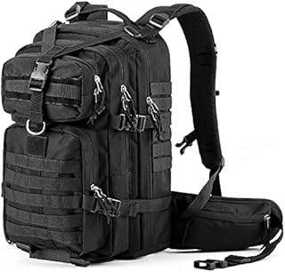 RUPUMPACK Military Tactical Backpack Army MOLLE Hydration Bag 3 Day Rucksack Outdoor Hiking School Daypack 33L (Black)