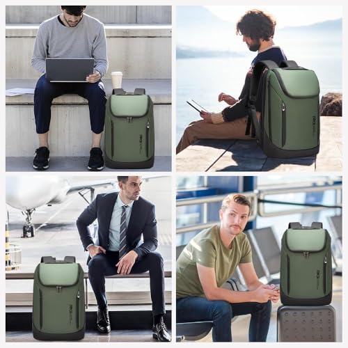 Image of Red Lemon BANGE Captain Business Smart Backpack Water-Resistant fit 15.6 Inch Laptop Backpack with USB Charging Port,Travel Durable Backpack for Men and Women (Green)
