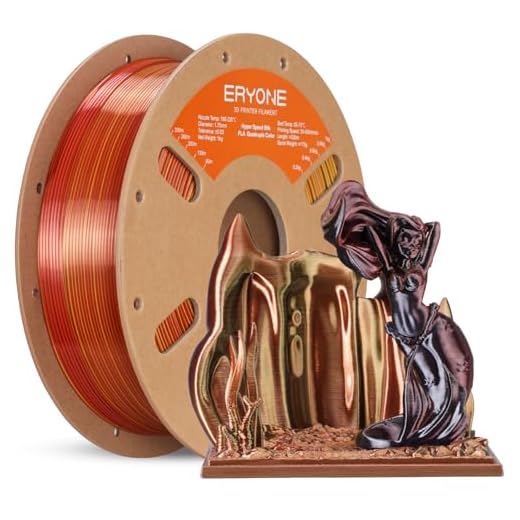 ERYONE HS Silk Quadruple Color Filament PLA 3D Printer 1.75mm +/- 0.03mm, Hyper Speed Coextrusion Filament PLA Shiny 1kg, Metallic Frenzy (Black & Dark Red & Banana Orange & Gold)