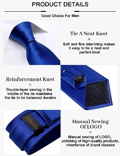 Image of DiBanGu Mens Silk Necktie Solid Color Tie and Pocket Square Cufflink Tie Clip Set Woven Plain Ties for Men Wedding Party