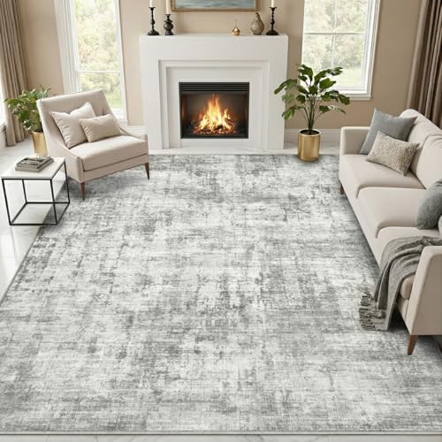 Syrlfar 8x10 Washable Low Pile Area Rug Grey