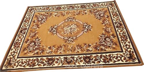 Image of Soft Thick Geometric Acrylic Washable Anti Skid Carpet. for Living Room Bedroom. Hall Size 5 x 7 feet (150X210 Cm) Gold D20