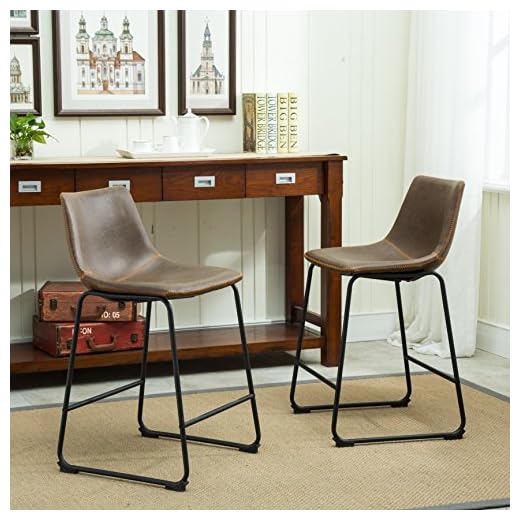 Vintage PU Leather Counter Height Stools Set