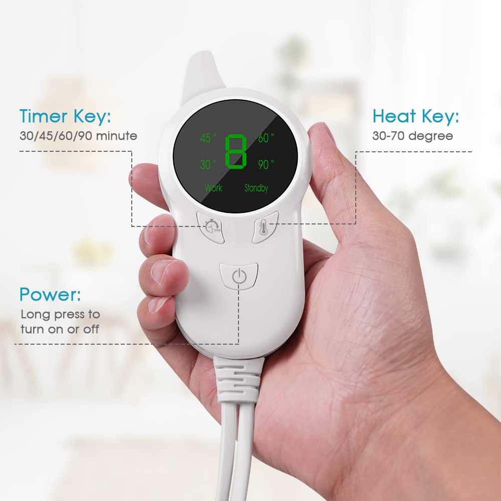 ACWOO Manta Térmica Eléctrica, Esterilla Calor con 9 Calentamiento Niveles y Auto Apagado, Lavable Almohadilla Eléctrica Térmica con 4 Modes Temporizador para espalda, cuello y hombros, 30 X 60 cm