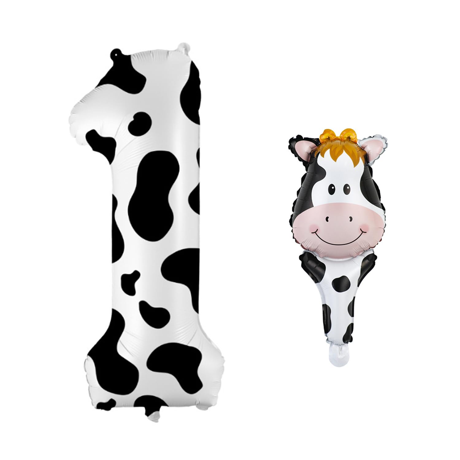 1 Piece Of Cow Pattern Number 1 Balloon, 1 Piece Of Cow Head Hand Stick Balloon, Aluminum Film Shaped Balloon, Number Balloon, First Birthday Balloon, Farm Theme, Birthday Party Decoration