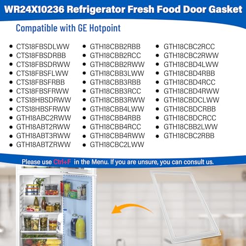 Image of Upgraded WR24X10236 Refrigerator Door Gasket Replacement Compatible with GE Hotpoint GTS18FBSBRCC A3317ABRFRWW; 43″x26″ Unbent WR78X10473 Fridge Gasket Replace 3016406 WR78X8693 WR24X0558 Door Seal