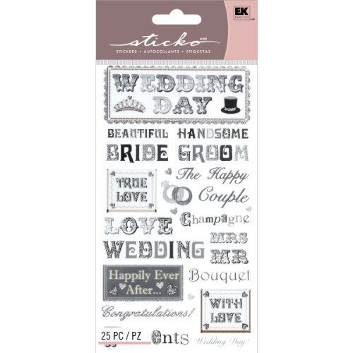 EK Success Brands Decorative Sticko Stickers, Tie Phrases, Black