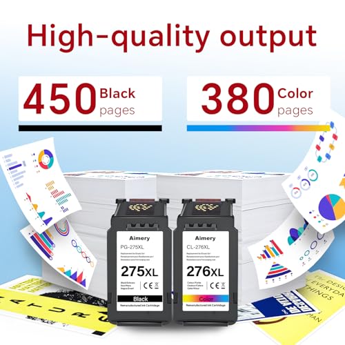 Image of 275XL 276XL Ink Cartridges Combo Pack Replacement for Canon Ink PG-275 CL-276 Compatible with Pixma TR4720 Series TR4722 TS3520 Series TS3522 TS3500 TS3700 TS3720 TS3722 Printer 2 Pack Black Tricolor