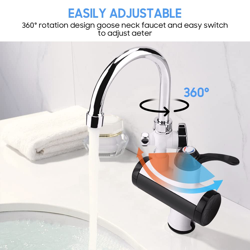 Rubinetto dello scaldacqua istantaneo, rubinetto dell'acqua calda elettrico istantaneo, rubinetto elettrico istantaneo, con display della temperatura + soffione doccia 220V(220V)