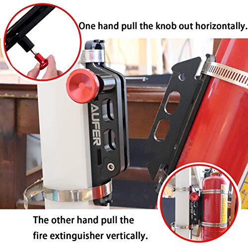 AUFER Universal Aluminum Adjustable Quick Release Roll Bar Fire Extinguisher Mount Holder with 8 Clamps for Jeep Wrangler UTV Polaris RZR Boat and Home Office Garden etc.(for 1-10 Lb. Extinguishers)