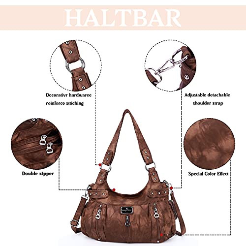 Image of Angel Kiss Large Purses and Handbags for Women Washed Faux Leather Crossbody Hobo Satchel Shoulder Handbag Tote Purse
