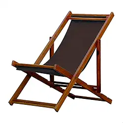 Espreguiçadeira Portátil de Madeira Maciça – Para Piscina, Sem Braço, Envernizada (Marrom)