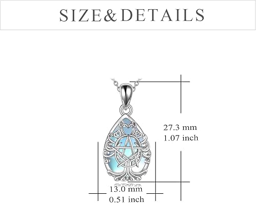 Miniatura 4 de YFN Collar con dije de triple luna y diosa de plata esterlina, pentagrama y ópalo, collar con dije de ópalo pagano, amuleto mágico wiccano, árbol de