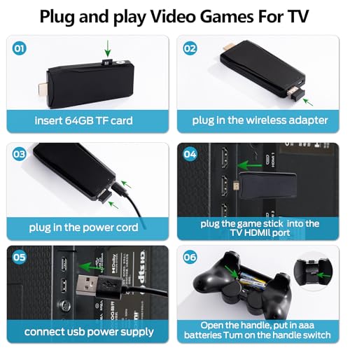 MSCFIT Retro Game Console, Plug & Play TV Gaming Console with 20,000 Built-in Games, 64GB, 4K HDMI Output, 9 Iconic Emulators, 2.4G Wireless Controllers, Black