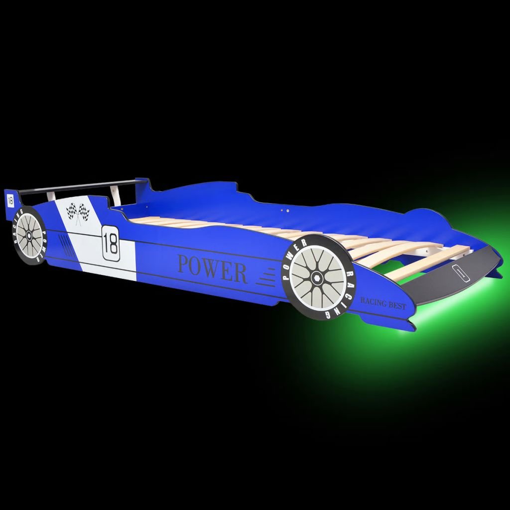 vidaXL Letto con Luci LED Cameretta Bambino Auto da Corsa 90x200cm Blu Lettino