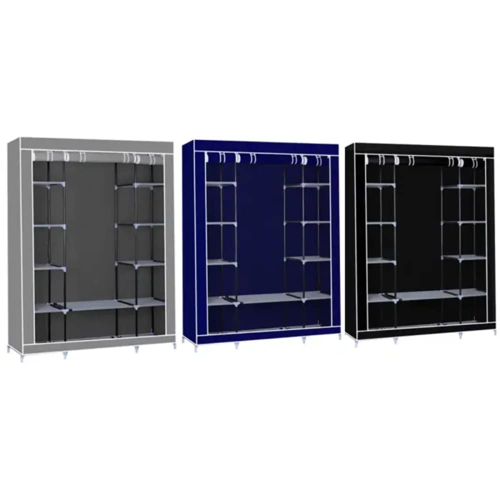 Herzberg, Armoire de Rangement, avec étagères, Barre de Suspension Mobiles revêtues de Poudre, Une Armoire Portable avec Une Structure Robuste
