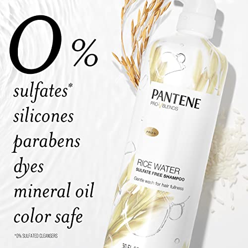 Pantene Sulfate Free Shampoo, With Rice Water, Protects Natural Hair Growth, Volumizing, For Women, Nutrient Infused With Vitamin B5, Safe For Color Treated Hair, Pro-V Blends, 30.0 Oz #TOP5