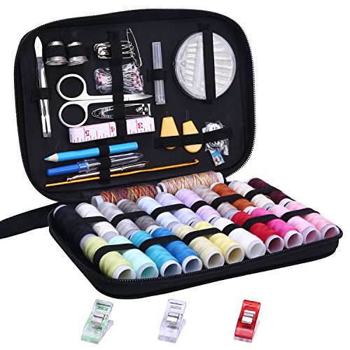 Sewing Kit,Over 100 JKtown Portable Basic Sewing Accessories, 24 Color Spools of Thread, Mini sew kits supplies for Beginners,Traveller,Emergency,Family starter to Mending and Repair