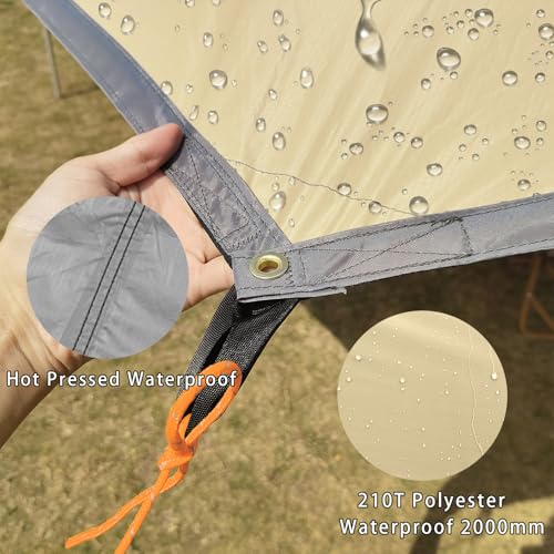 Bâche de camping imperméable 4,9x4,9m kaki haute densité pour bivouac - 4
