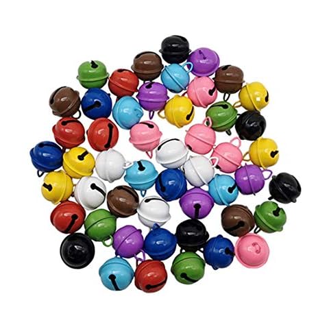 Concisea 50Pcs 22mm Jingle Bells Christmas DIY Crafts Bells,Multi-colored Craft Bells Metal Mini Bells for Festival Decoration Home Decoration Party Decorations Ornaments Jewelry Making Dog Doorbells Cover