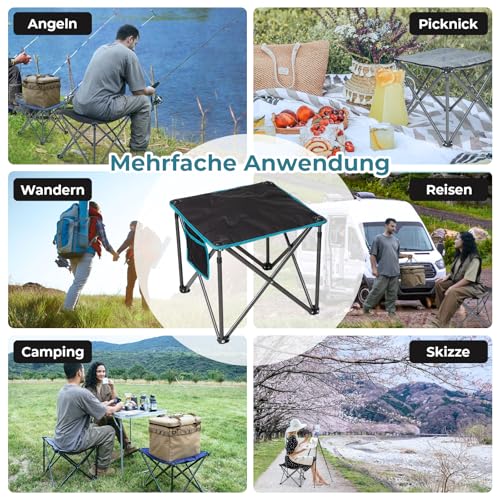 FUNDANGO Campinghocker faltbar 180KG, 46cm Klapphocker faltbar, gartenhocker mit Tragetasche, falthocker fußhocker hocker Outdoor für Camping Wandern Angeln, Angelhocker,Schwarz