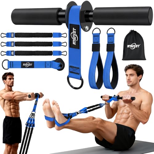 195LBS Heavy Duty Pedal Resistance Band with Handle, Sit Up Exercise Equipment for Men | Foot Pedal Exerciser Band for Home Gym, Abs, Core, Arm & Leg Strength Training(Blue)