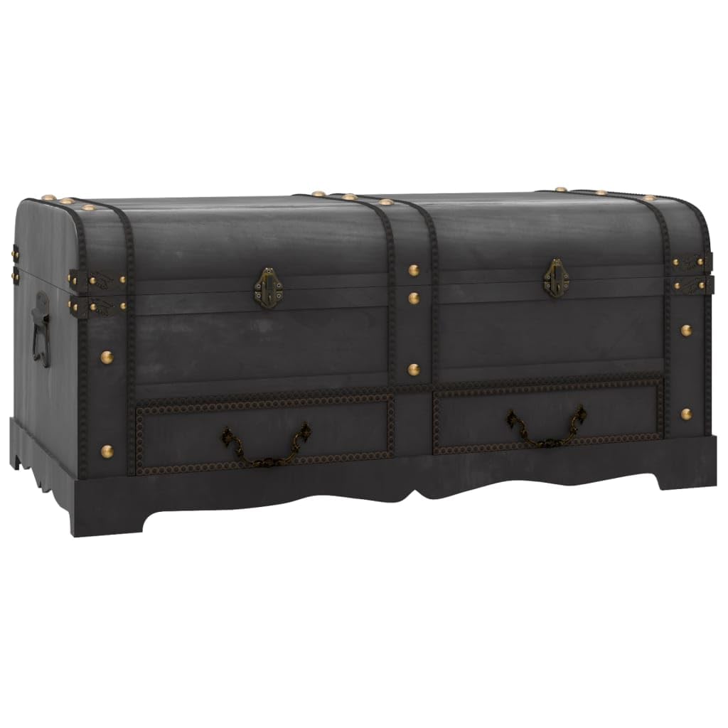 vidaXL Cofre Almacenaje Grande de Estilo Antiguo de Madera Baúl Mesa de Centro Negro