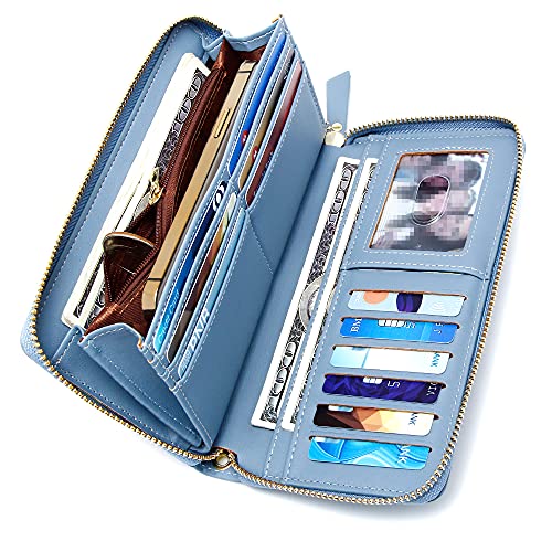 Vocus Womens Wallet Rfid Blocking Zip Around Wallet Pu Leather Large Travel Long Purse Credit Card Holder With Wristlet #TOP2
