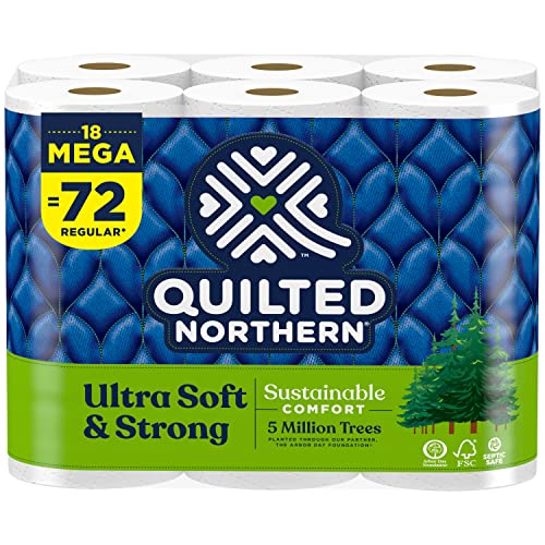 Quilted Northern Ultra Soft & Strong Toilet Paper, 18 Mega Rolls = 72 Regular Rolls, 5X Stronger*, Premium Soft Toilet Tissue