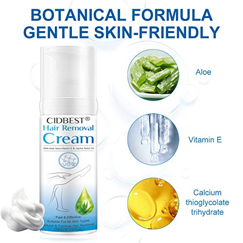Hair Removal Cream, Depilatory Cream, Body Hair Remover Cream for Women and Men, Skin friendly Painless formula with Aloe Vera & Vitamin E