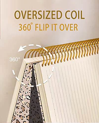 Iampanda Spiral Journal Notebook,Strong Twin-Wire Binding With Premium Paper For Girl Women,Cool Animal Skin 60 Sheets A5 College Ruled Notebook/Journal,Perfect For School Office Home Gifts,Leopard Print Gold Shining Spots #TOP2