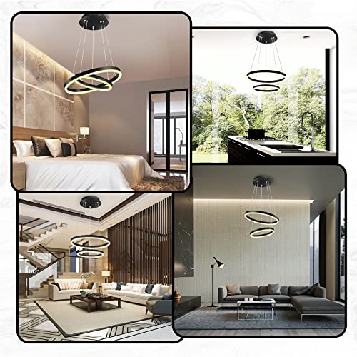 Bytyo Modern Led Chandelier 43W 2 Ring Chandelier Fixtures With Remote Control - Dimmable Led Adjustable Chandelier For Bathroom Bedroom Hallway Staircase Bar Kitchen Restaurant Lights #TOP4