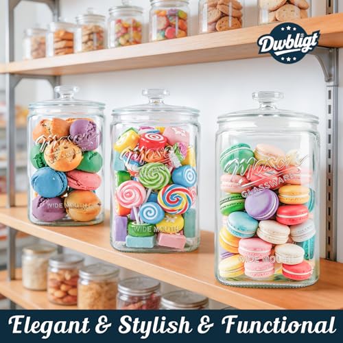 Image of Glass Cookie Jars with Lids Airtight, 1.5 Gallon Glass Jar, 2 Pack | 5.7''Wide Mouth, Glass Lid, Scale Mark, Heavy Duty Glass Canisters for Kitchen Counter, Pantry, Sugar, Dog Treat