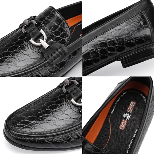 Image of Premium Dress Shoes for Men, Classic Alligator Printed Business Leather Dress Slip on Loafer Shoes for Mens