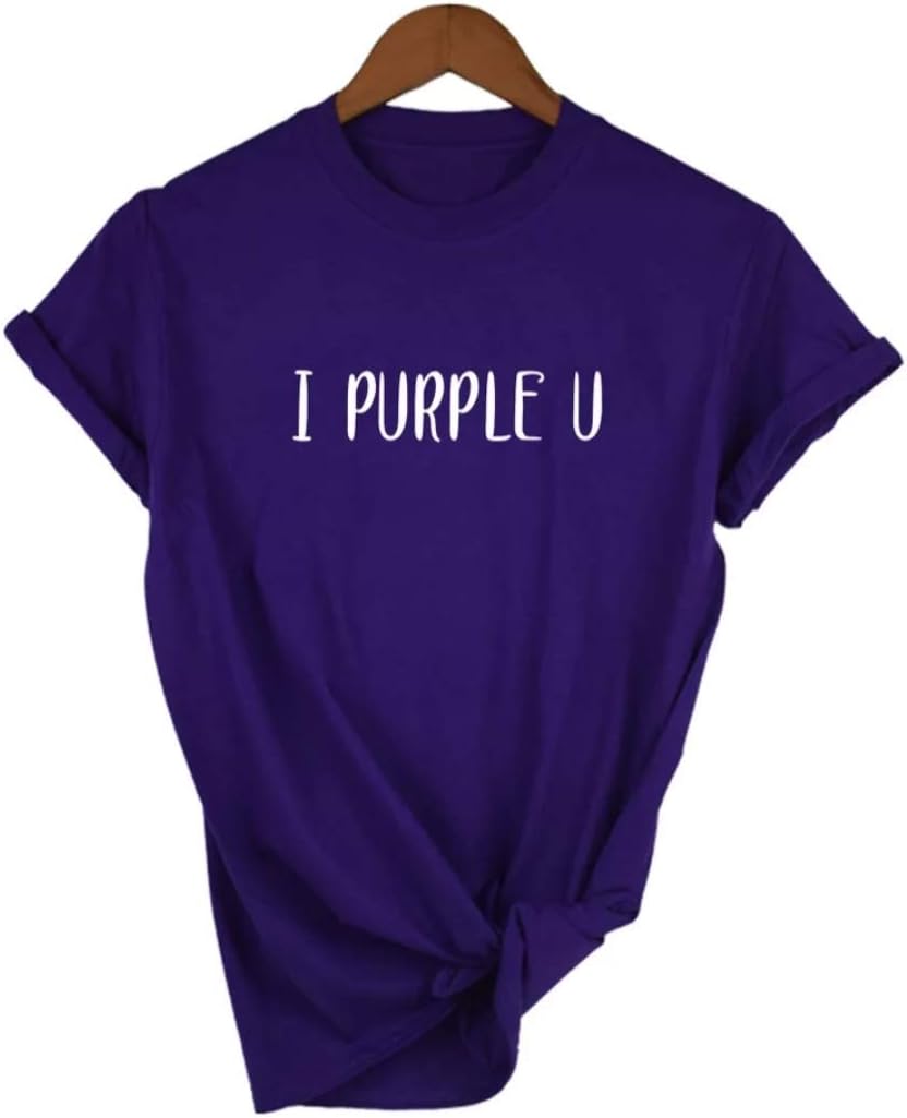 BTS T Shirt Purple Short Sleeve Bangtan Boys Letter Printed Cute T-Shirt K Pop Merchandise (I Purple You(Purple), S)