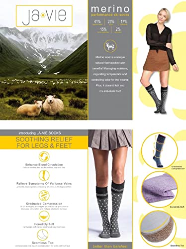 Image of ja vie Comfy Merino Wool Socks for Women & Men Graduated Compression Socks (15-20mmHg) Knee High Compression Stockings